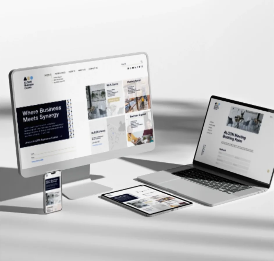 ALCON website shown across desktop, laptop, tablet and phone